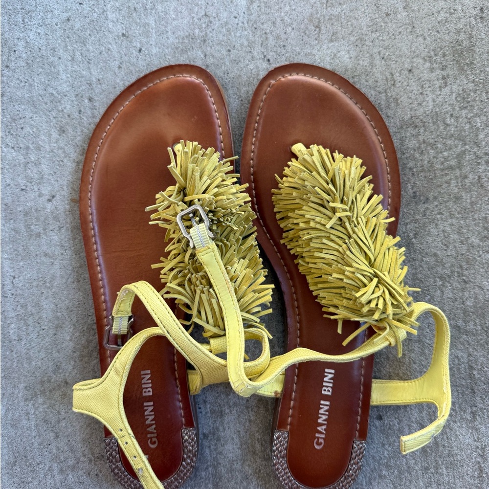 Gianni Bini Yellow Fringe Sandals